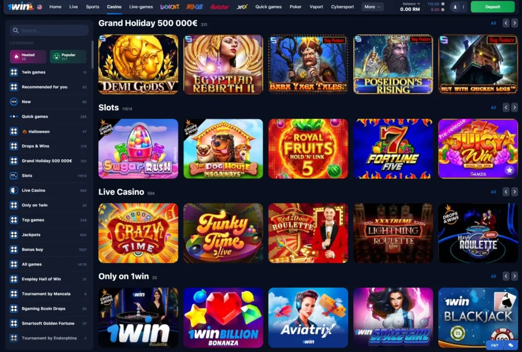 Lobby-ul jocurilor 1WIN Casino Online